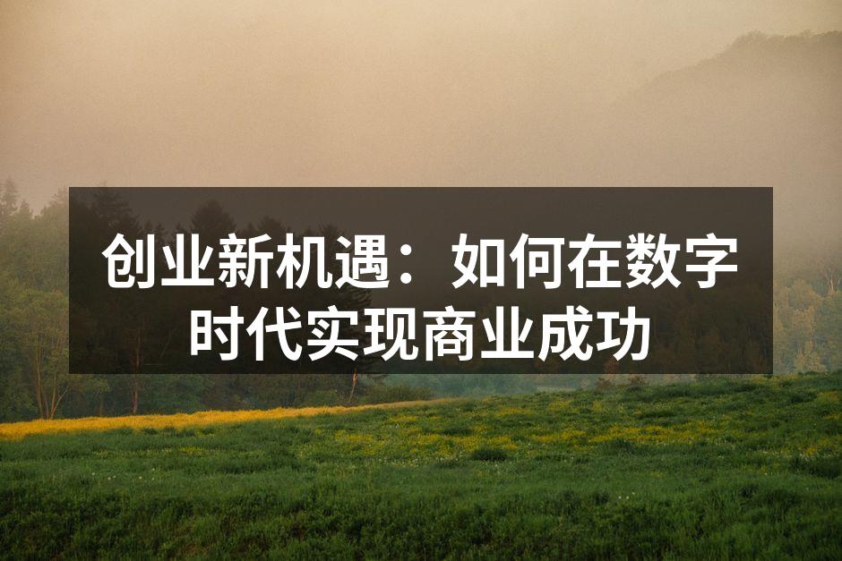 创业新机遇：如何在数字时代实现商业成功
