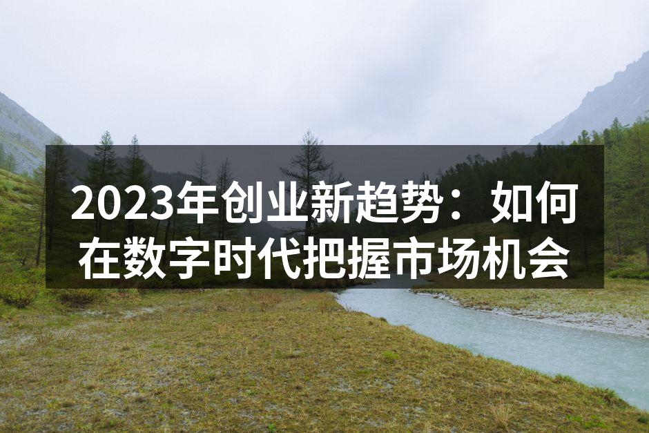 2023年创业新趋势：如何在数字时代把握市场机会